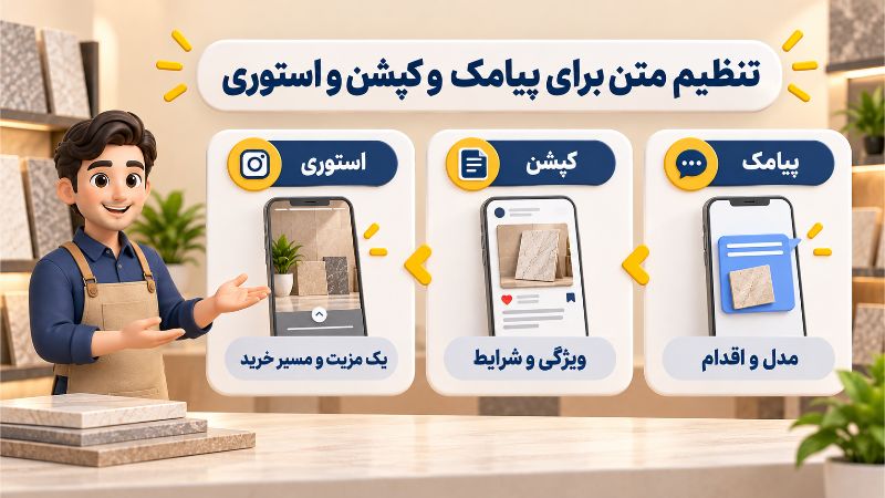 تنظیم متن برای پیامک و کپشن و استوری
